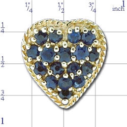 A2581 14K HEART SHAPE SLIDE WITH 17 ROUND SAPPHIRE 